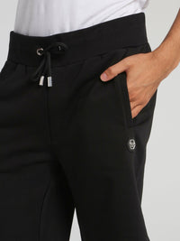 Space Plein Black Studded Jogging Shorts