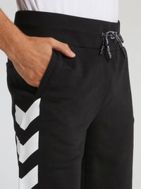 Black Chevron Print Jogging Shorts