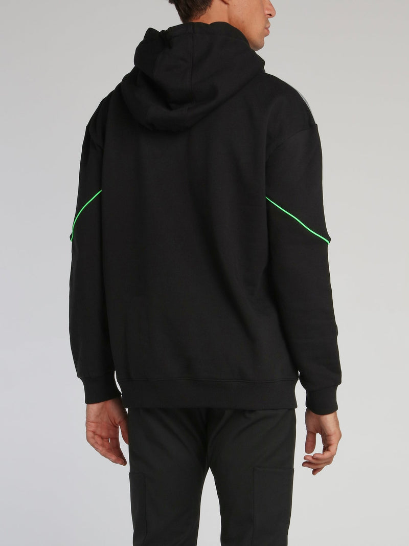 Black Fosfor Detail Oversized Hoodie