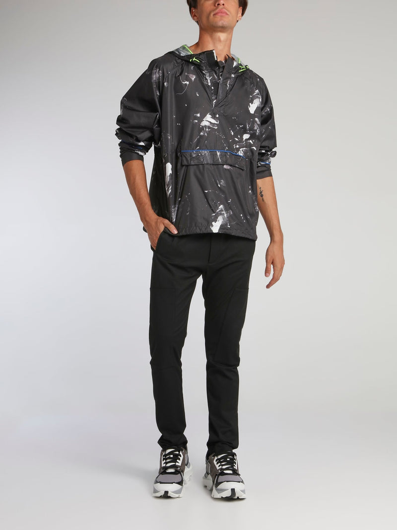 Black Contrast Paint Splatter Windbreaker