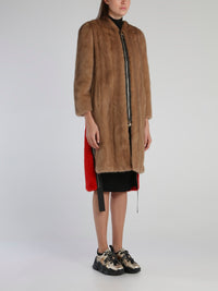 Brown Zip Through Long Coat