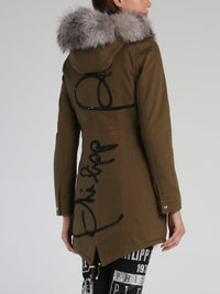 Crystal Plein Fur Trim Parka