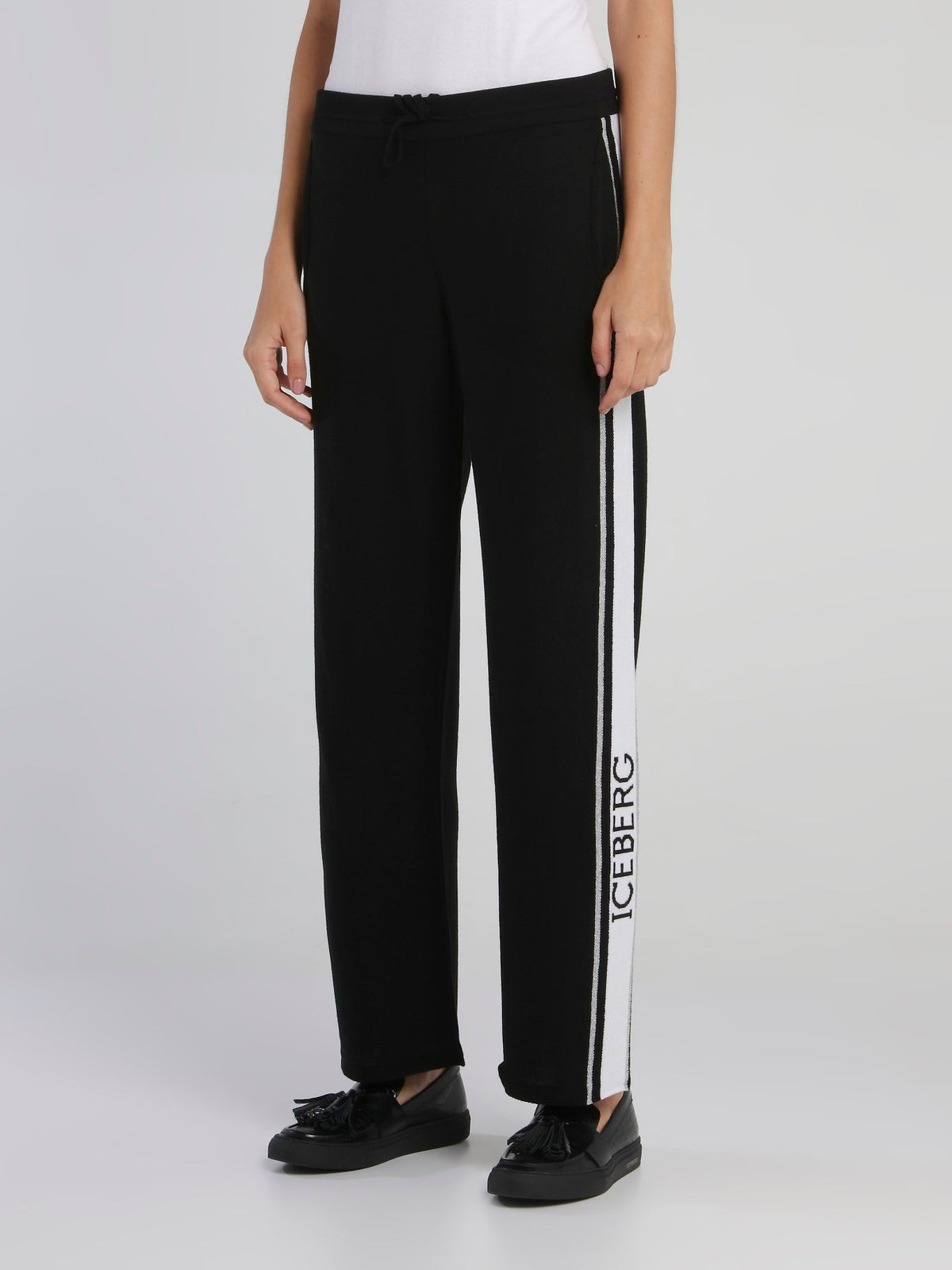 Black Logo Tape Knitted Sweatpants