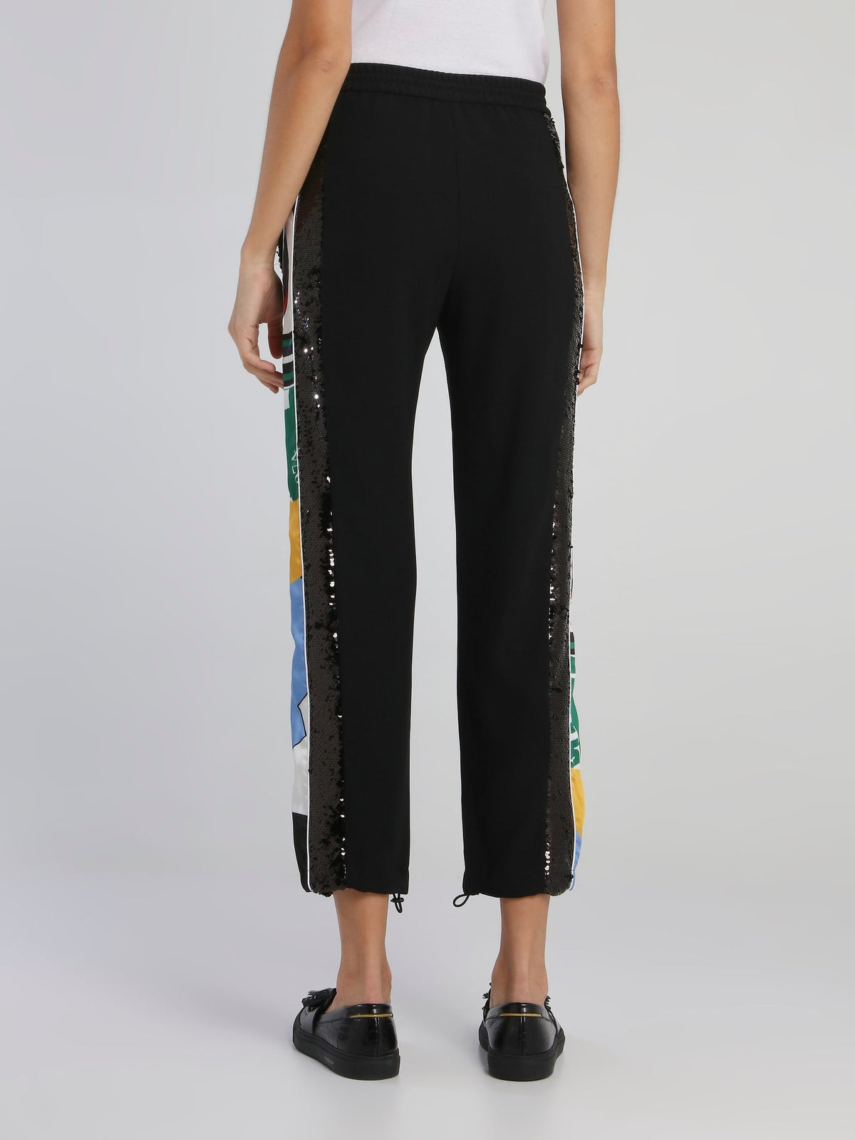 Black Sequin Detail Drawstring Trousers