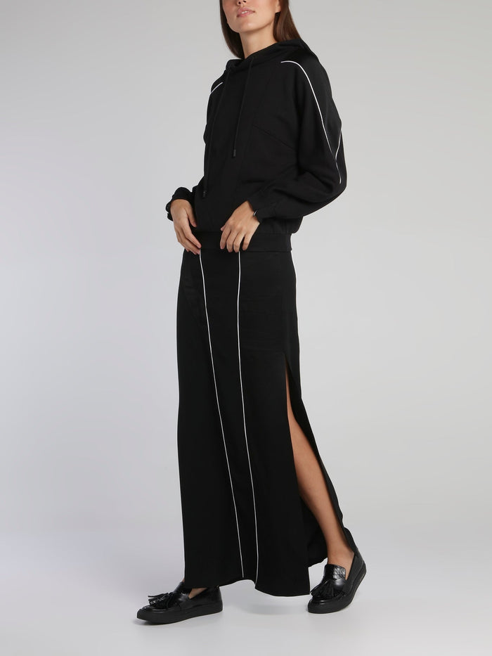 Black High Rise Long Skirt