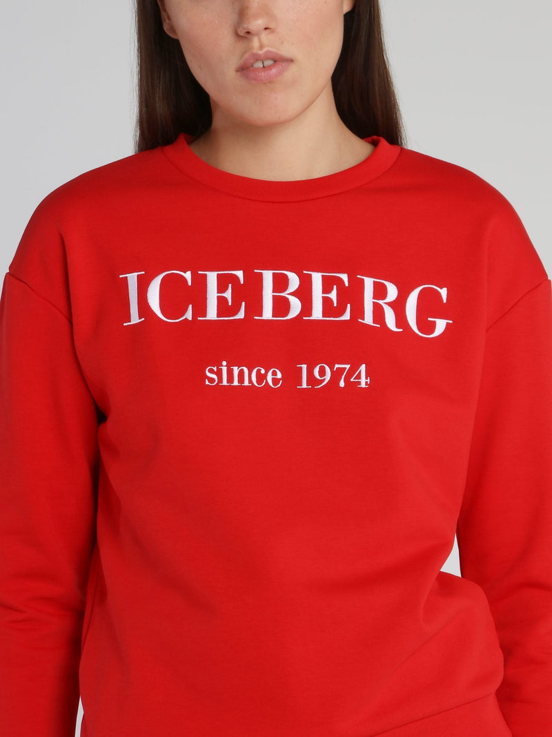 Red Classic Embroidered Logo Sweatshirt