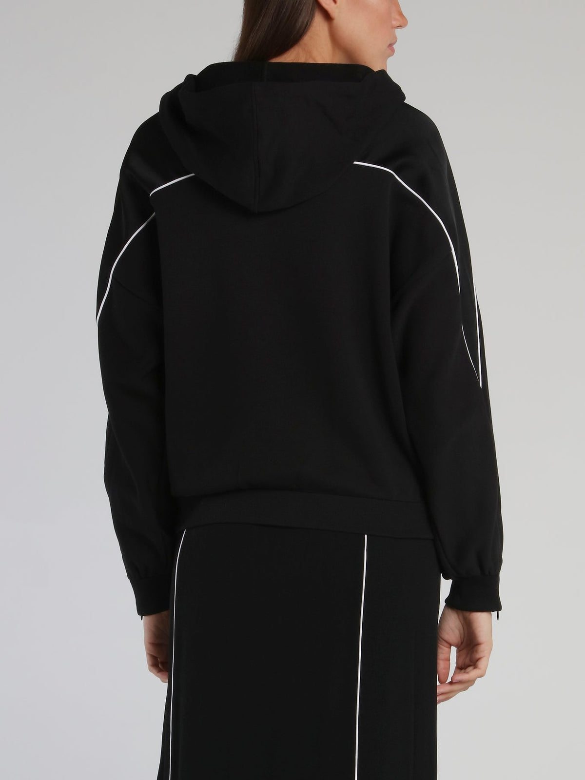 Black Contrast Lining Cotton Sweatshirt