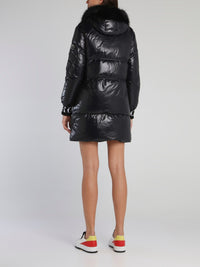 Black Fur Hood Puffer Coat