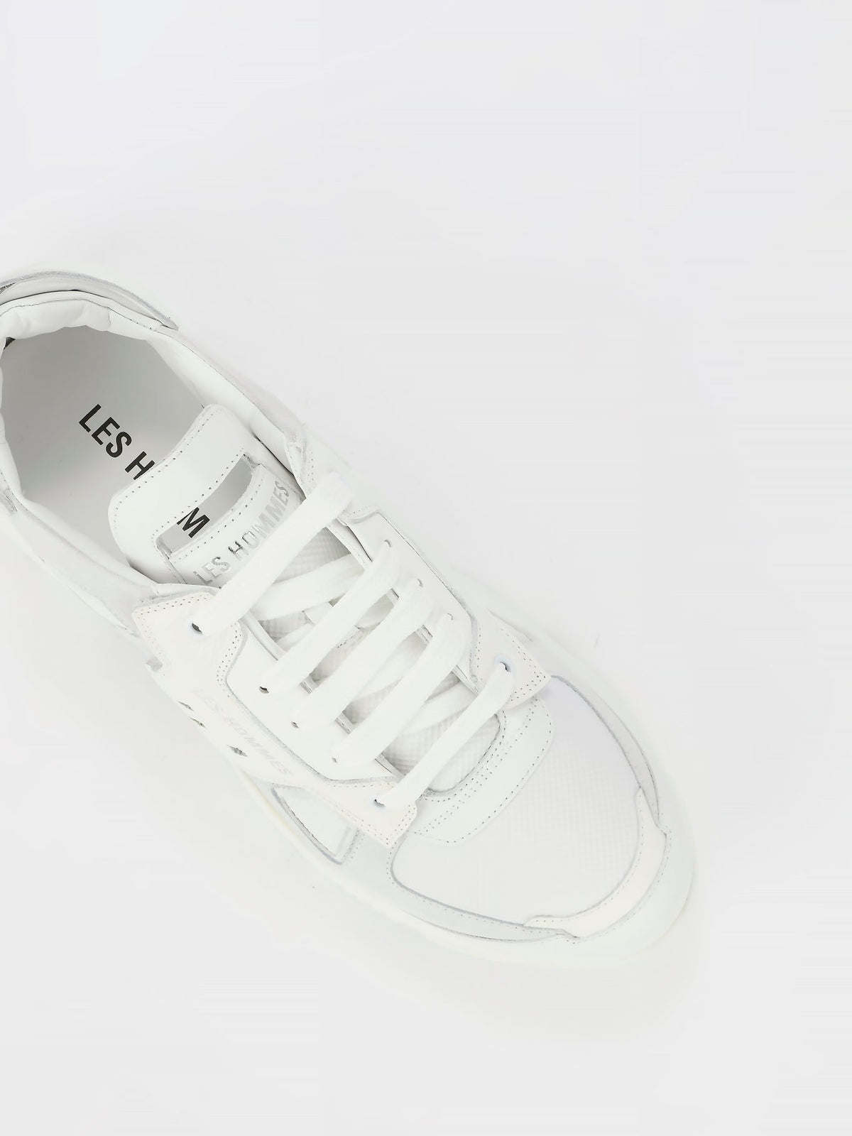 White Chunky Sole Leather Sneakers