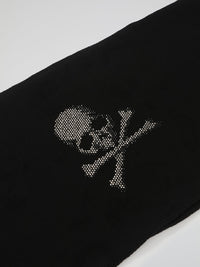 Black Strass Skull Long Scarf