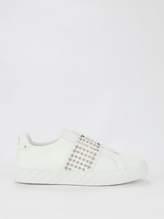 White Star Studded Slip-On Sneakers