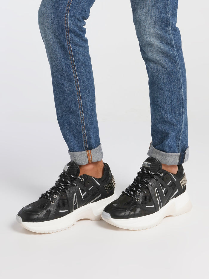 Runner Statement Black Mesh Panel Sneakers