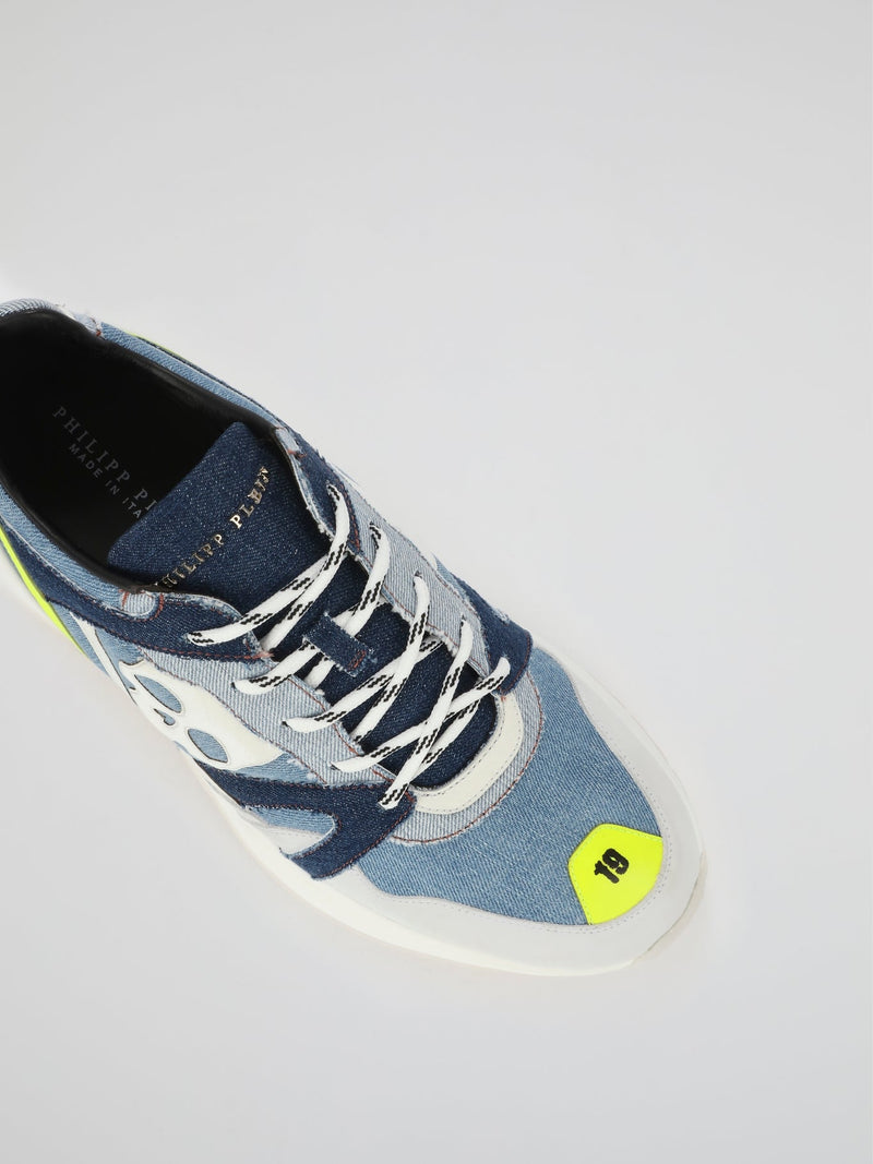 Skull Patch-Work Denim Sneakers