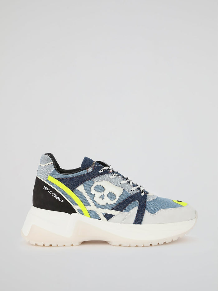 Skull Patch-Work Denim Sneakers