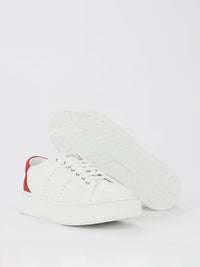 White Studded Heel Perforated Sneakers