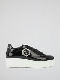 Black Patent Leather Platform Sneakers