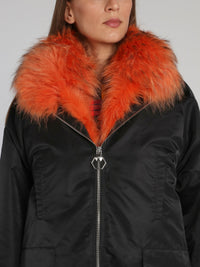 Space Plein Contrast Fur Parka