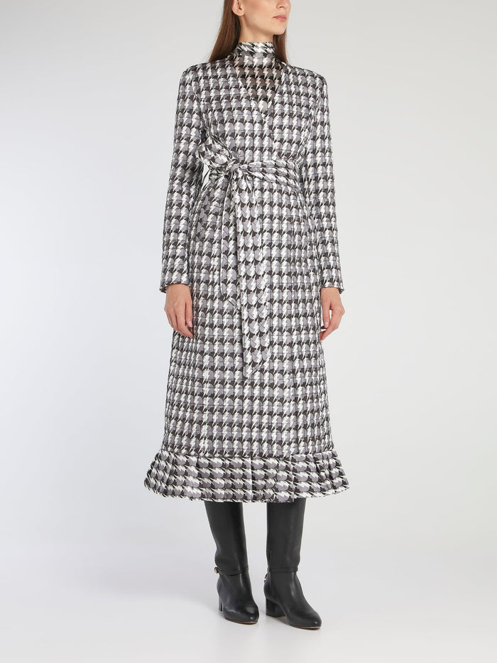 Helen Check Flared Hem Coat