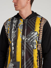 Black Baroque Print Hoodie Sweatshirt