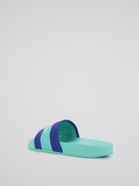 Borgaro Turquoise Logo Stripe Slides