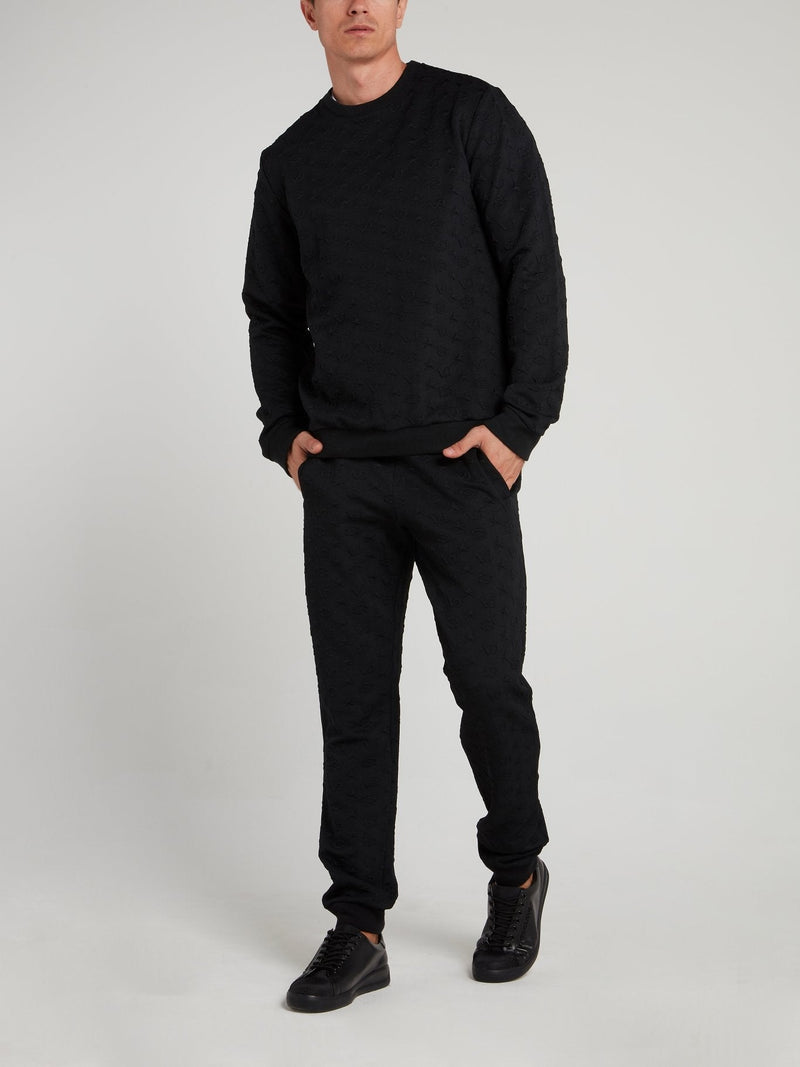 Black Embossed Monogram Trousers