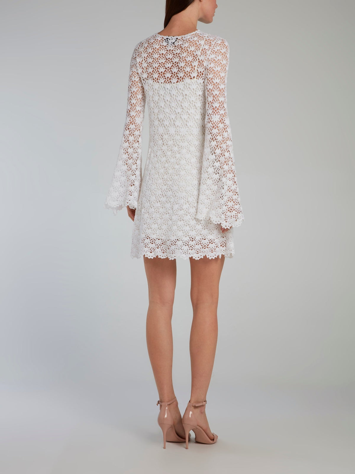 White Crochet Overlay Mini Dress