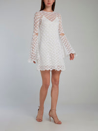 White Crochet Overlay Mini Dress