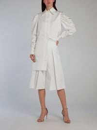 White Wide Leg Pleated Culottes