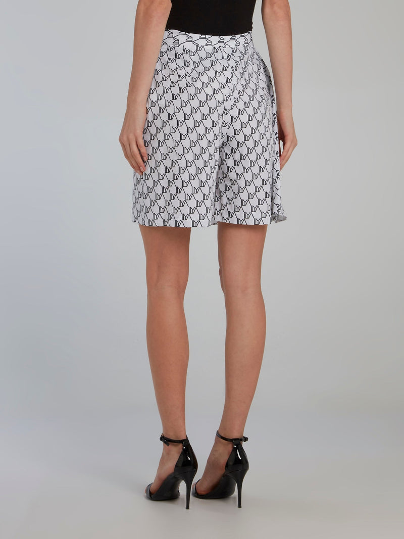 Asymmetric Monogram Print Shorts