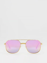 Purple Flat Lens Aviator Sunglasses