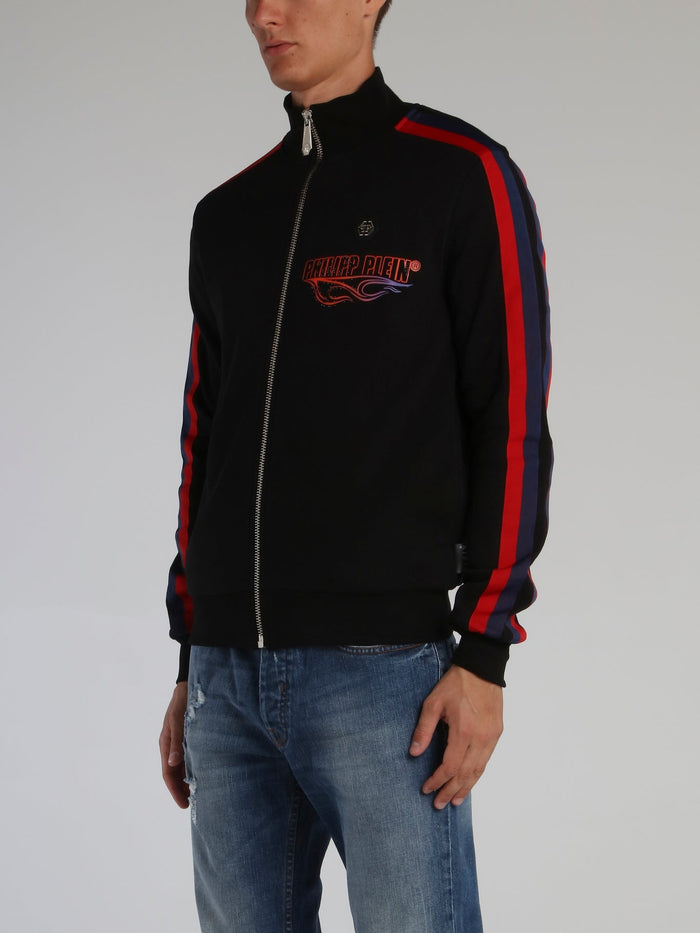 Flame Black High Neck Jogging Jacket