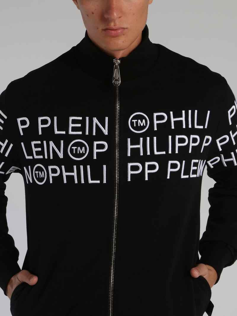 Black Embroidered Logo Active Jacket