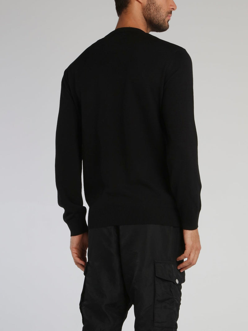 Black Logo Hem Wool Jumper