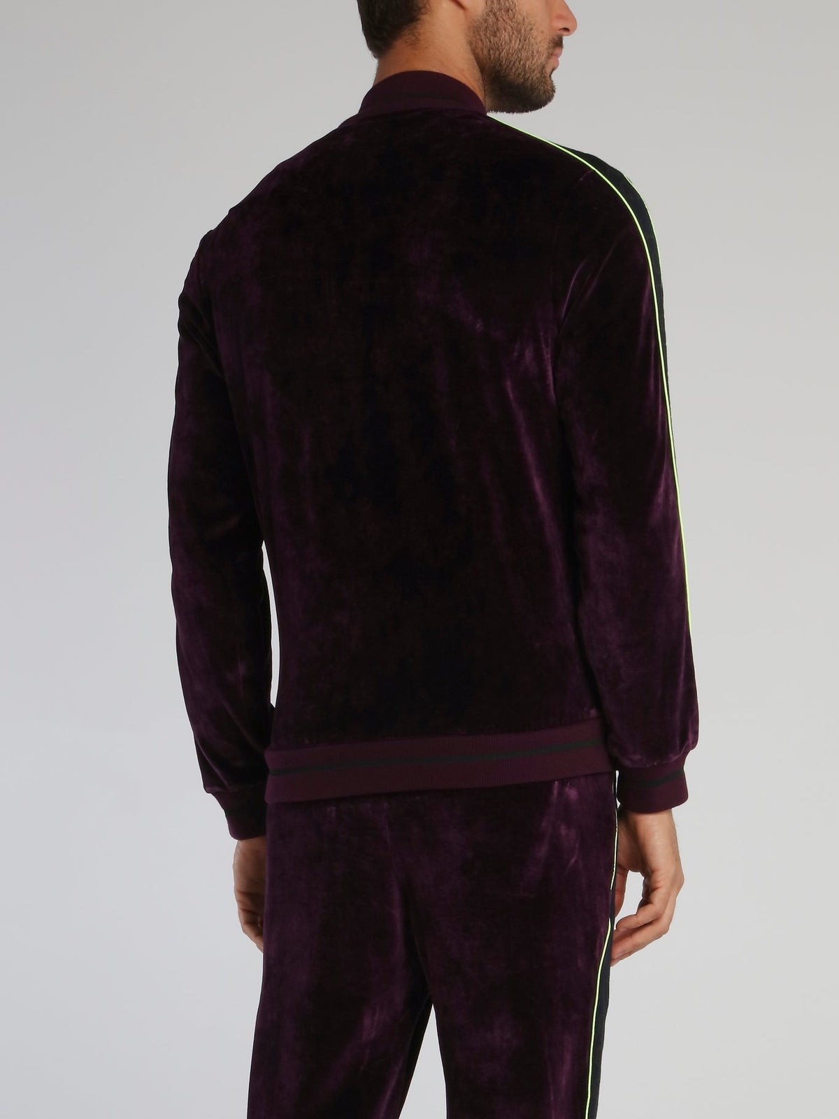 Purple Monogram Zip Up Velvet Sweatshirt