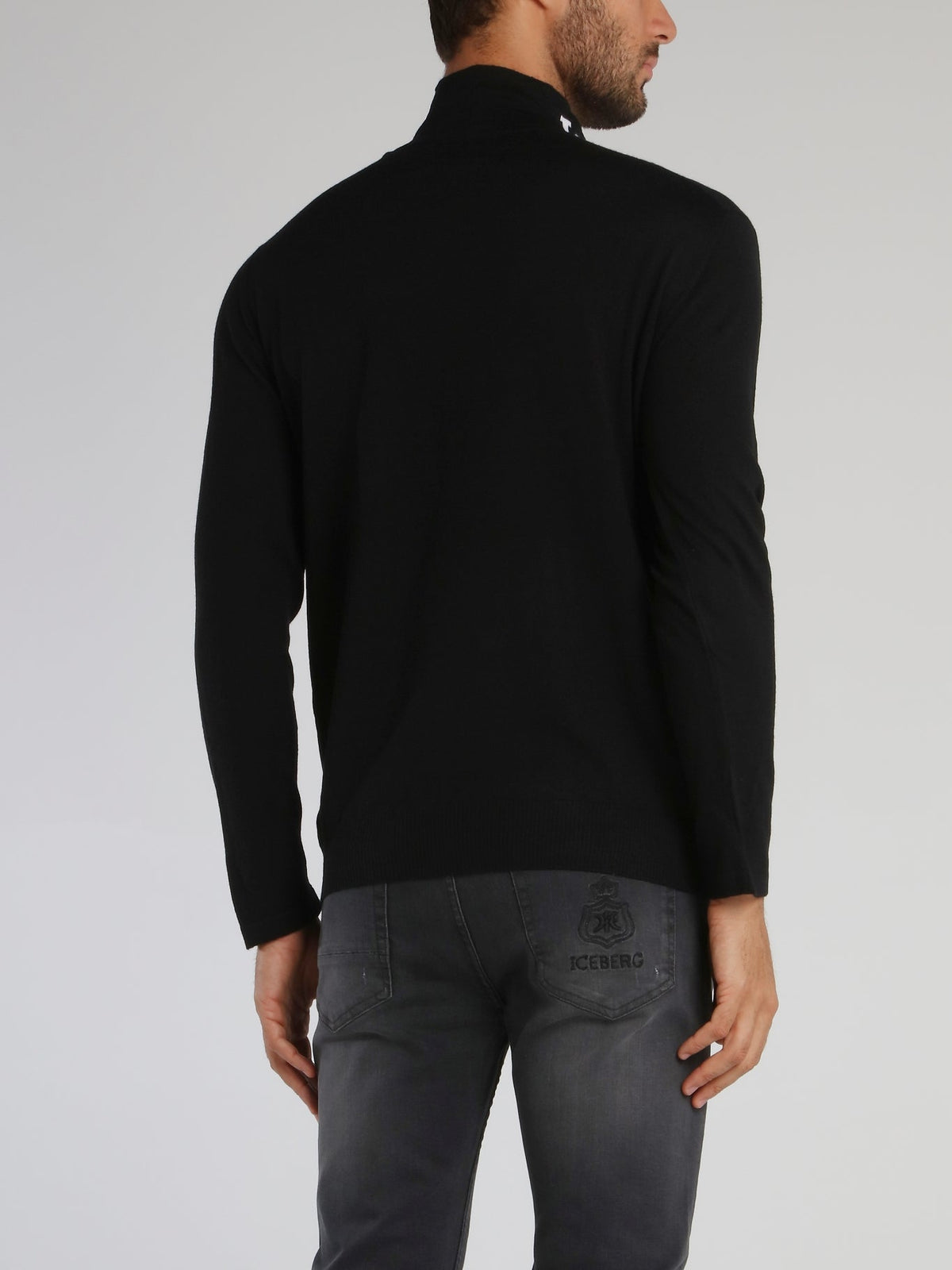 Black Logo Knitted High Neck Top