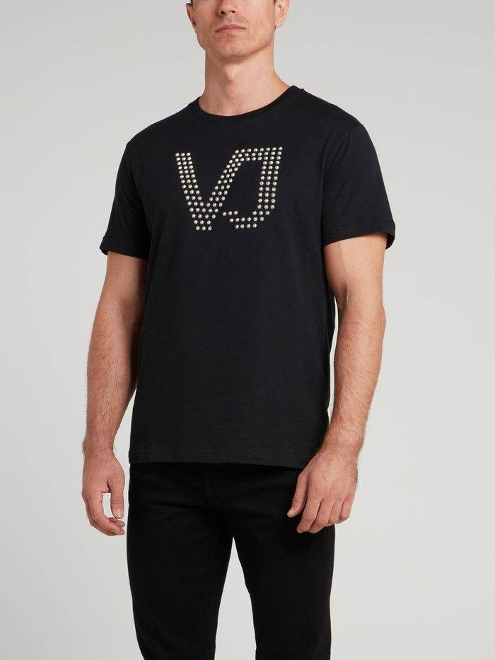 Black Studded Monogram T-Shirt