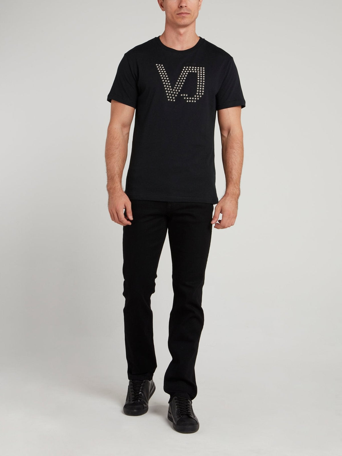 Black Studded Monogram T-Shirt