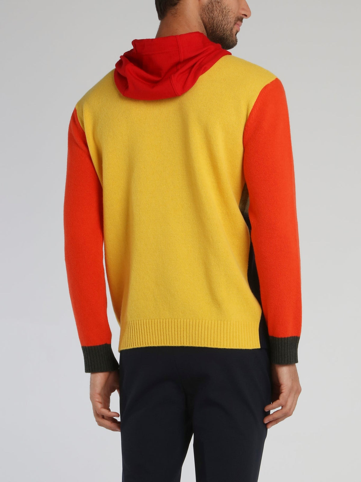 Colour Block Wool Knitted Hoodie