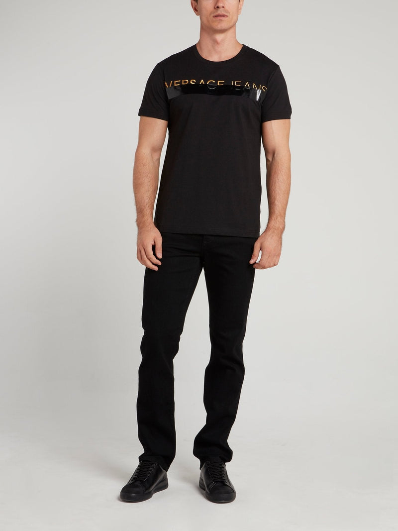 Black Logo Embroidered T-Shirt