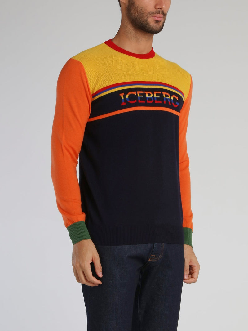 Colour Block Crewneck Sweat Top