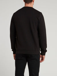 Black Embroidered Cotton Sweatshirt