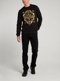 Black Embroidered Cotton Sweatshirt