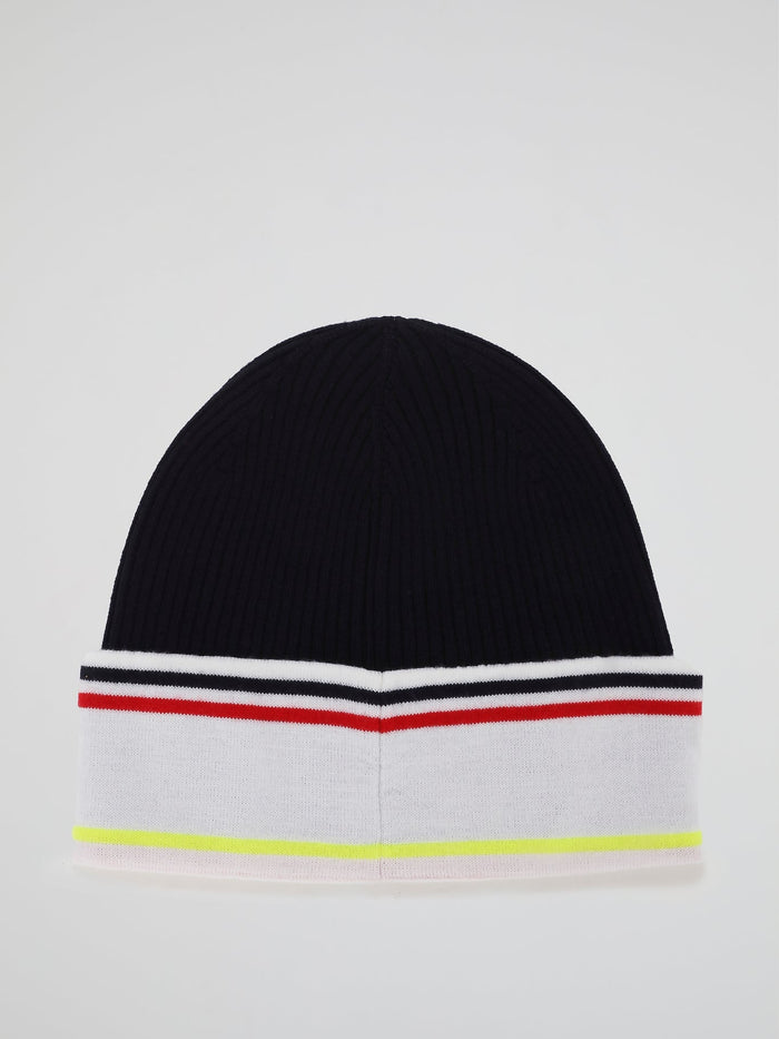 Navy Logo Virgin Wool Knitted Cap