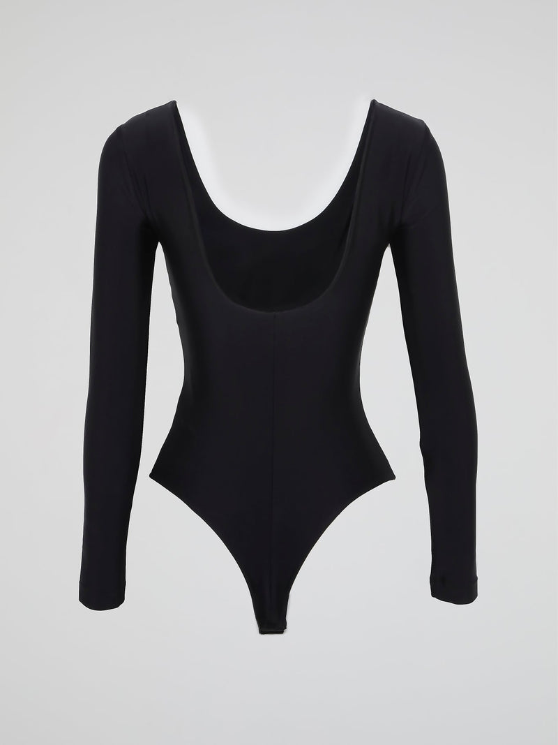 Black Long Sleeve Logo Bodysuit