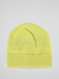 Yellow Logo Cashmere Knitted Beanie