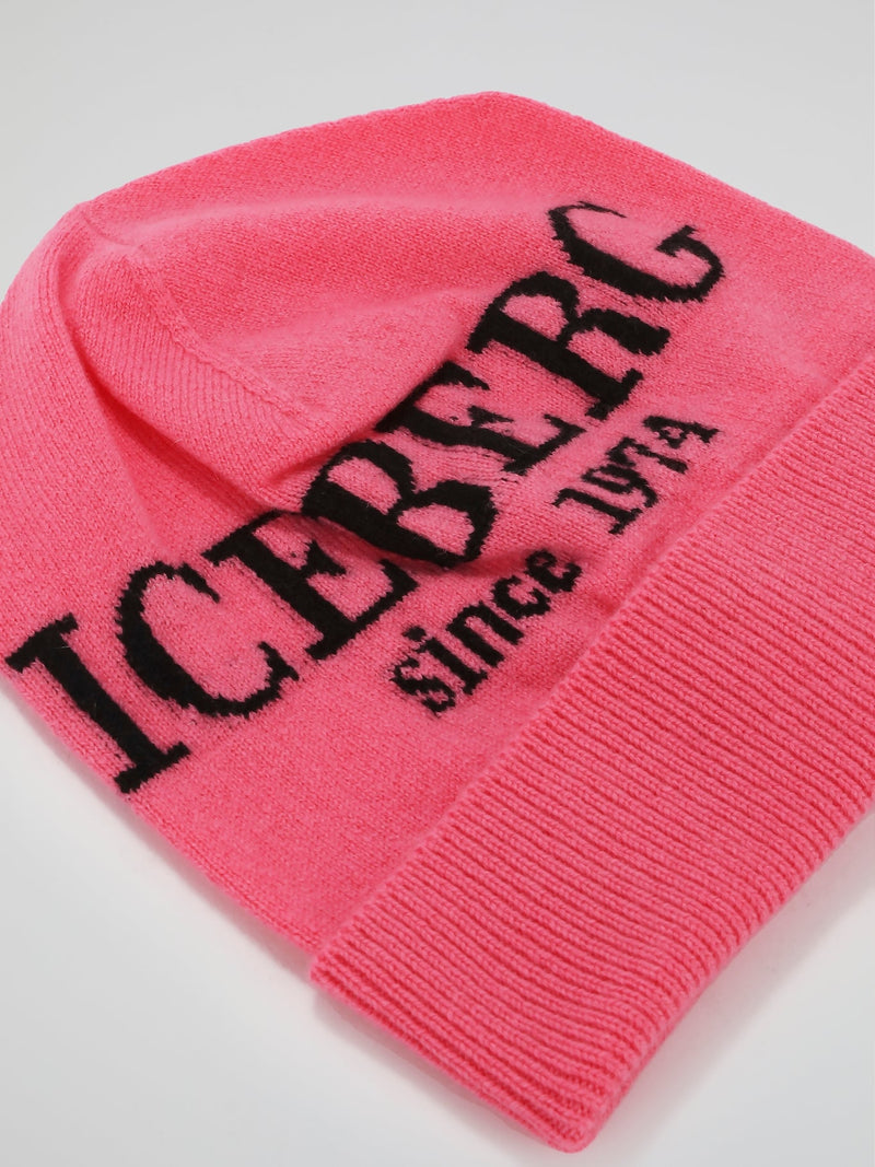 Pink Logo Cashmere Knitted Beanie