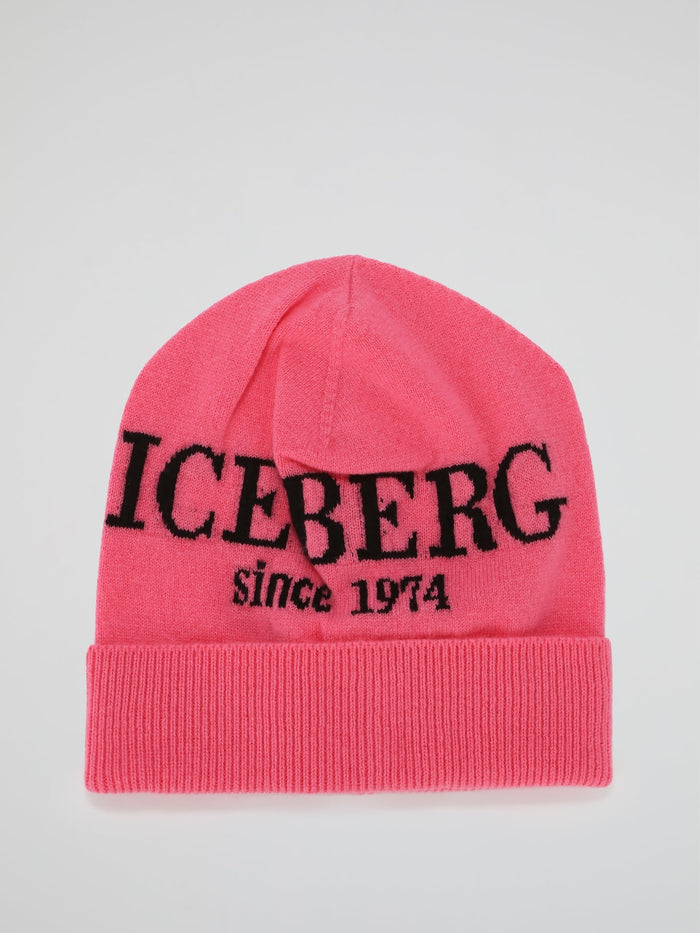 Pink Logo Cashmere Knitted Beanie