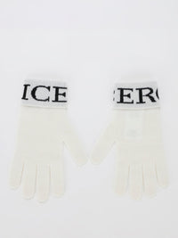 White Logo Cashmere Knitted Gloves