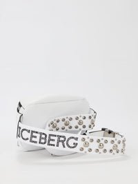 White Studded Strap Leather Belt Bag