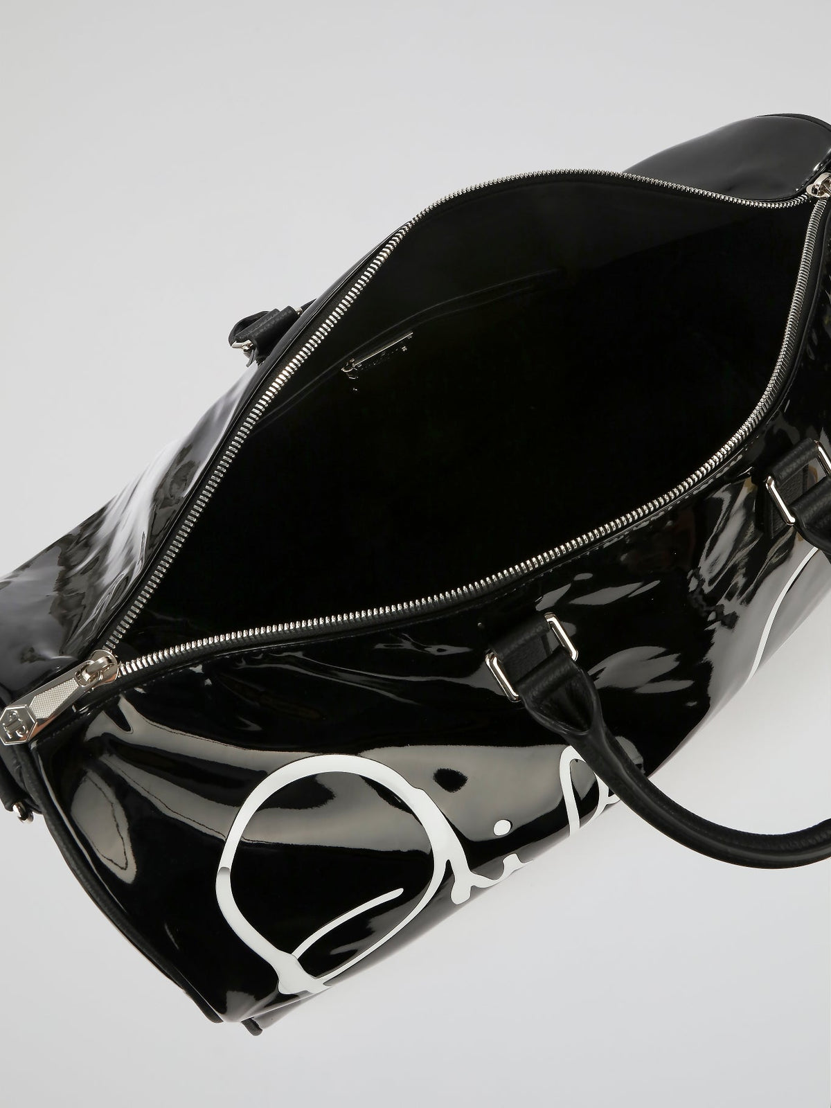 Black Signature Patent Leather Travel Bag